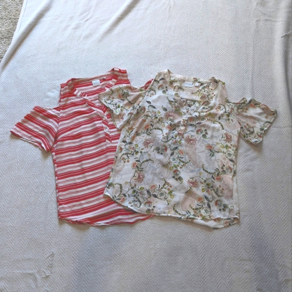 Set Of 2 Cold Shoulder Tops
